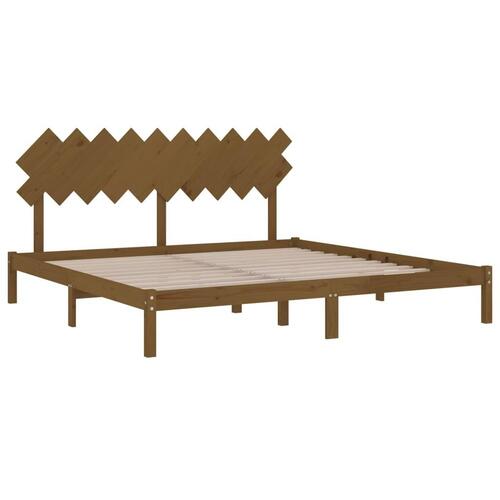 Sengeramme 200x200 cm massivt træ gyldenbrun