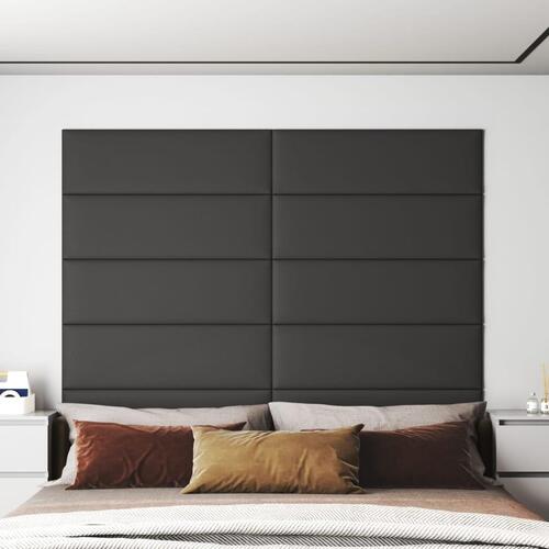 Vægpaneler 12 stk. 90x30 cm 3,24 m² kunstlæder grå
