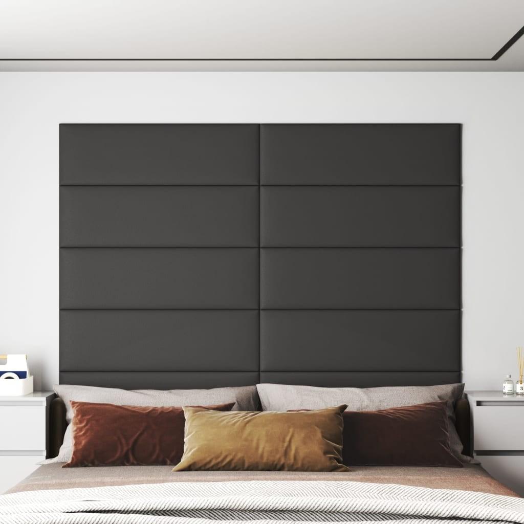 Vægpaneler 12 stk. 90x30 cm 3,24 m² kunstlæder grå