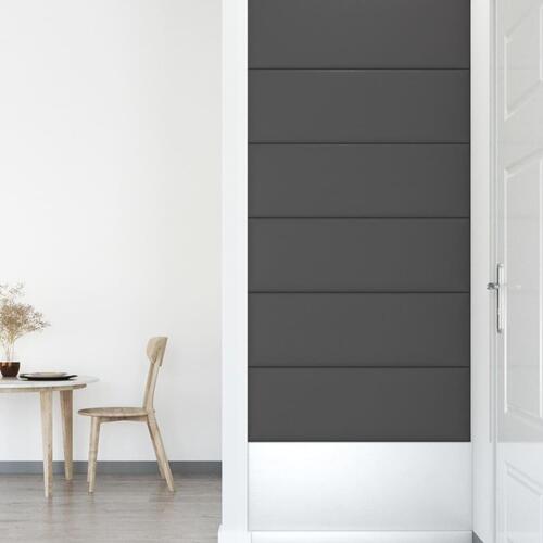 Vægpaneler 12 stk. 90x30 cm 3,24 m² kunstlæder grå