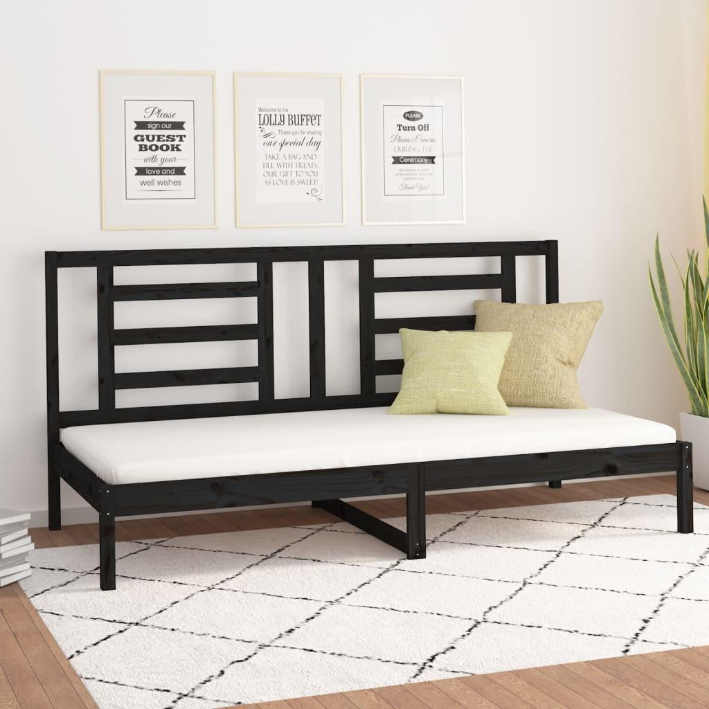 Daybed 90x200 cm massivt fyrretræ sort