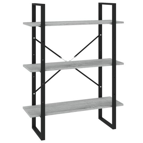 Bogreol med 5 hylder 80x30x175 cm konstrueret træ grå sonoma-eg
