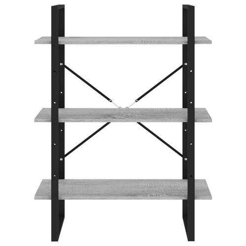 Bogreol med 5 hylder 80x30x175 cm konstrueret træ grå sonoma-eg