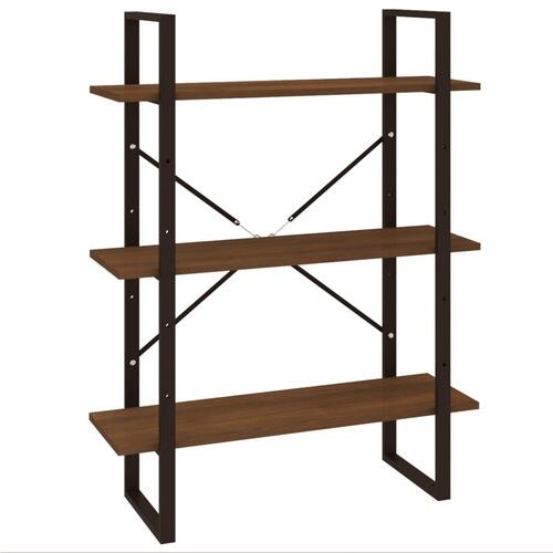 Bogreol m. 5 hylder 80x30x175 cm konstrueret træ brun eg