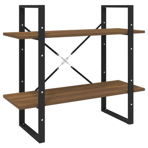 Bogreol m. 5 hylder 80x30x175 cm konstrueret træ brun eg