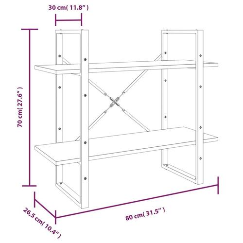 Bogreol m. 5 hylder 80x30x175 cm konstrueret træ brun eg