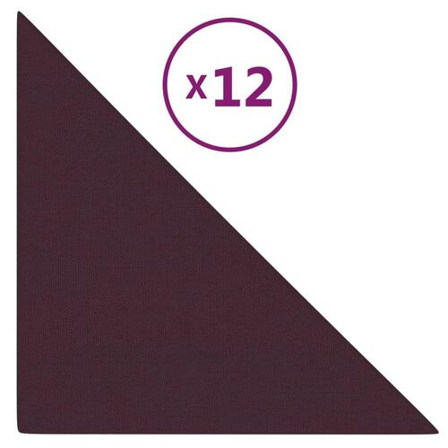 Vægpaneler 12 stk. 30x30 cm 0,54 m² stof lilla