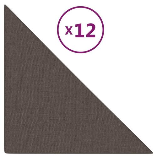 Vægpaneler 12 stk. 30x30 cm 0,54 m² stof gråbrun