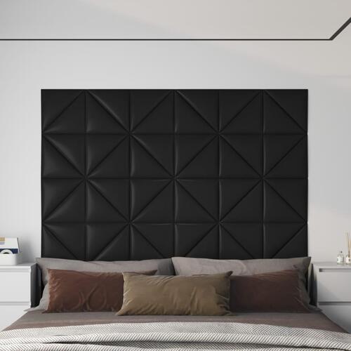 Vægpaneler 12 stk. 30x30 cm 0,54 m² kunstlæder sort