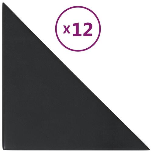 Vægpaneler 12 stk. 30x30 cm 0,54 m² kunstlæder sort