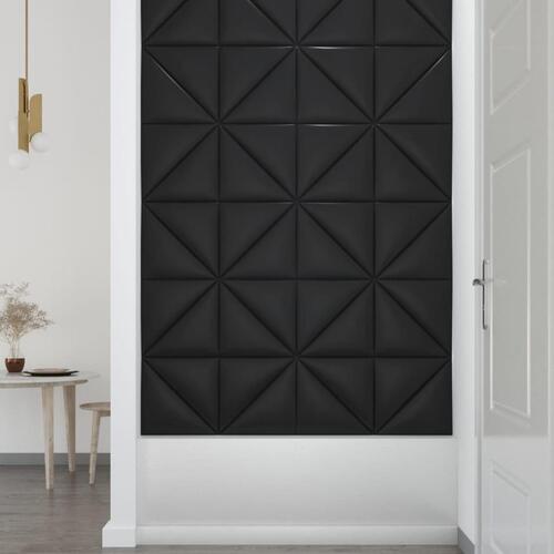 Vægpaneler 12 stk. 30x30 cm 0,54 m² kunstlæder sort