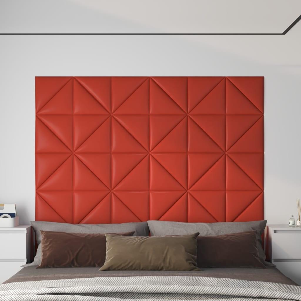 Vægpaneler 12 stk. 30x30 cm 0,54 m² kunstlæder rød