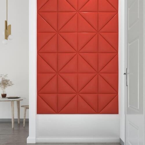 Vægpaneler 12 stk. 30x30 cm 0,54 m² kunstlæder rød