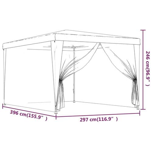 Festtelt med 4 sidevægge 3x4 m trådnet HDPE grøn