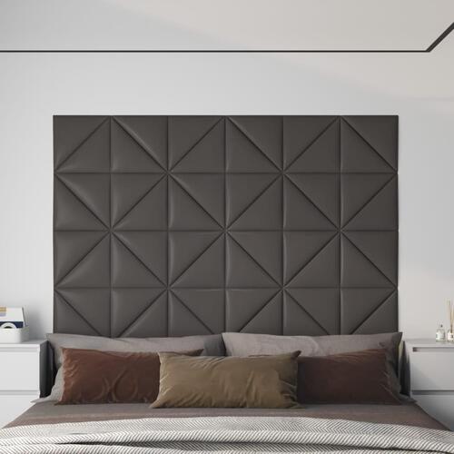 Vægpaneler 12 stk. 30x30 cm 0,54 m² kunstlæder grå