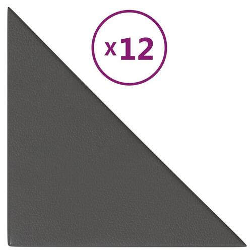 Vægpaneler 12 stk. 30x30 cm 0,54 m² kunstlæder grå