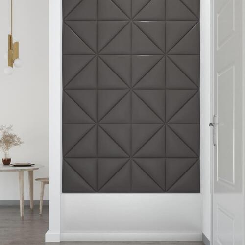 Vægpaneler 12 stk. 30x30 cm 0,54 m² kunstlæder grå