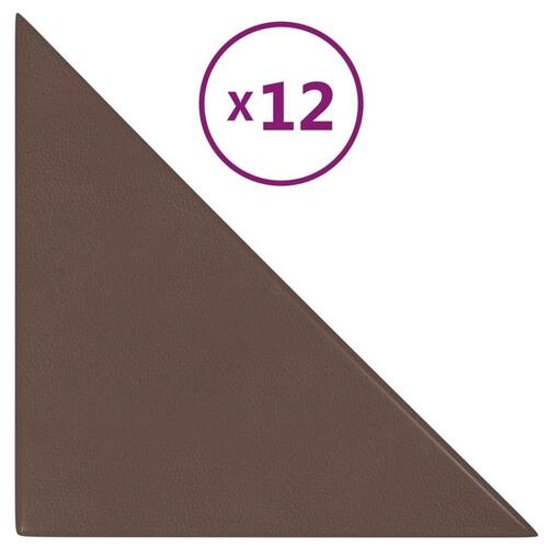 Vægpaneler 12 stk. 30x30 cm 0,54 m² kunstlæder brun