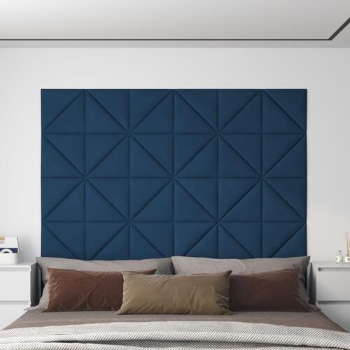 Vægpaneler 12 stk. 30x30 cm 0,54 m² fløjl blå