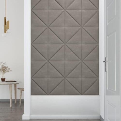 Vægpaneler 12 stk. 30x30 cm 0,54 m² fløjl lysegrå