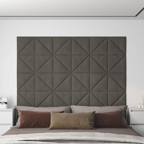 Vægpaneler 12 stk. 30x30 cm 0,54 m² fløjl mørkegrå