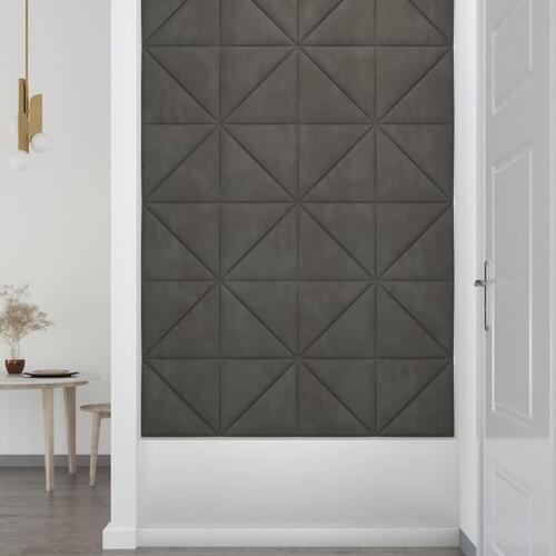 Vægpaneler 12 stk. 30x30 cm 0,54 m² fløjl mørkegrå