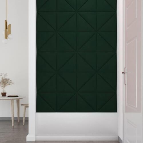 Vægpaneler 12 stk. 30x30 cm 0,54 m² fløjl mørkegrøn