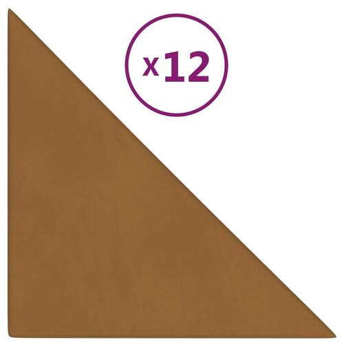 Vægpaneler 12 stk. 30x30 cm 0,54 m² fløjl brun
