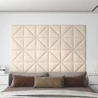Vægpaneler 12 stk. 30x30 cm 0,54 m² fløjl cremefarvet