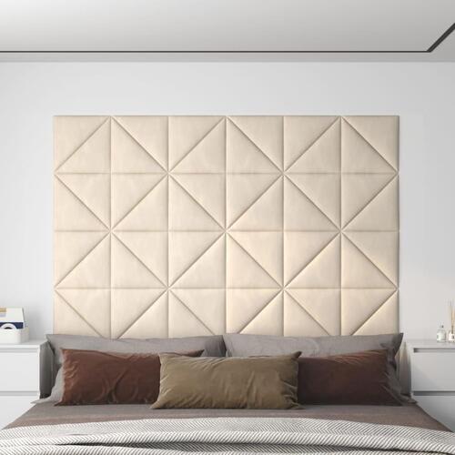 Vægpaneler 12 stk. 30x30 cm 0,54 m² fløjl cremefarvet