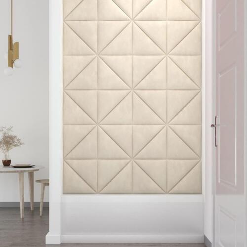 Vægpaneler 12 stk. 30x30 cm 0,54 m² fløjl cremefarvet