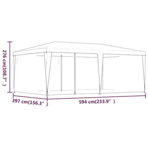 Festtelt med 6 sidevægge 6x4 m trådnet HDPE blå