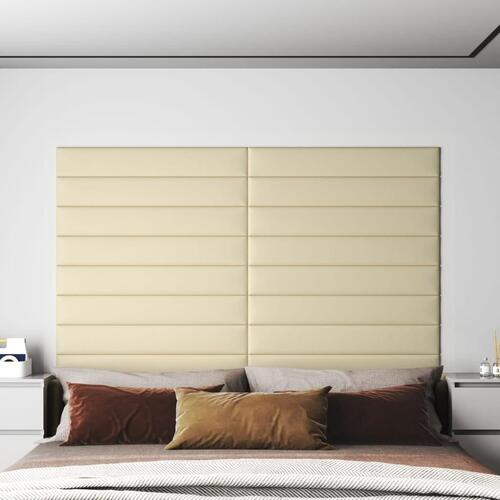 Vægpaneler 12 stk. 90x15 cm 1,62 m² kunstlæder cremefarvet