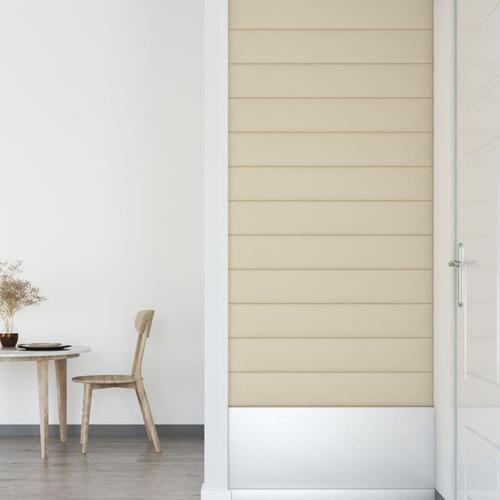 Vægpaneler 12 stk. 90x15 cm 1,62 m² kunstlæder cremefarvet