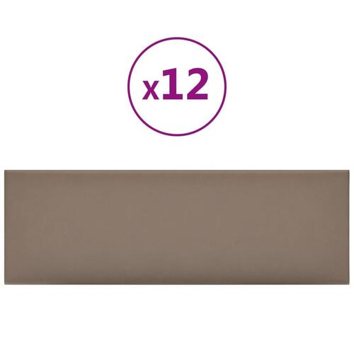 Vægpaneler 12 stk. 90x30 cm 3,24 m² kunstlæder cappuccino