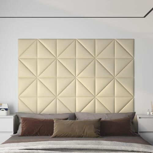 Vægpaneler 12 stk. 30x30 cm 0,54 m² kunstlæder cremefarvet