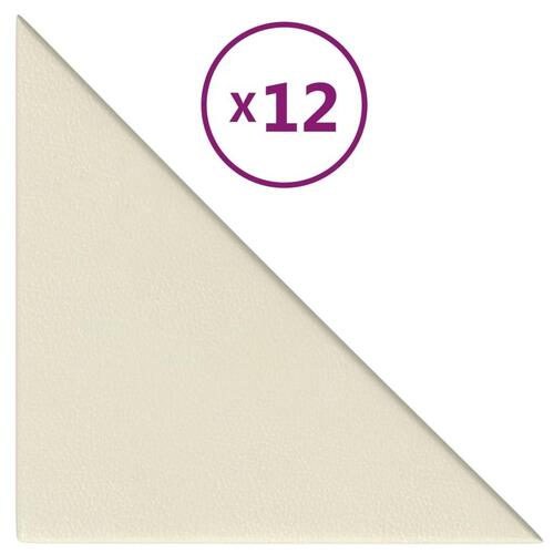Vægpaneler 12 stk. 30x30 cm 0,54 m² kunstlæder cremefarvet