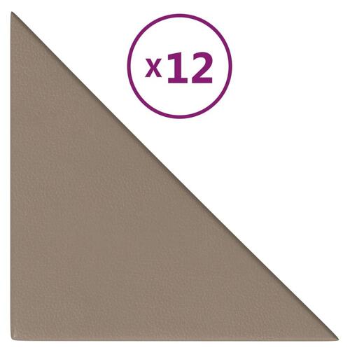 Vægpaneler 12 stk. 30x30 cm 0,54 m² kunstlæder cappuccinofarvet