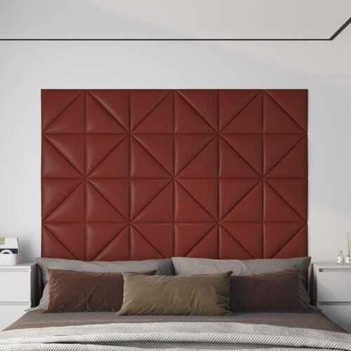 Vægpaneler 12 stk. 30x30 cm 0,54 m² kunstlæder vinrød