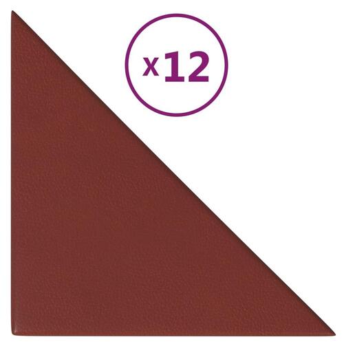 Vægpaneler 12 stk. 30x30 cm 0,54 m² kunstlæder vinrød