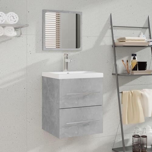 Badeværelsesskab + spejl 41x38,5x48 cm konstrueret træ betongrå