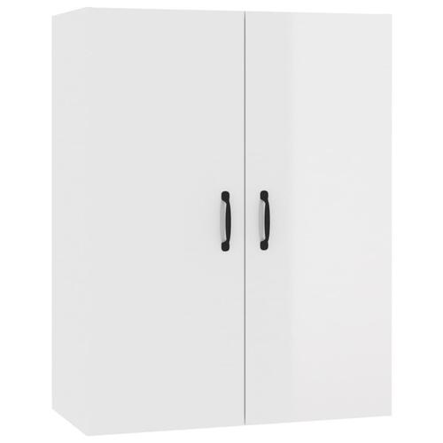 Vægskab 69,5x34x90 cm konstrueret træ hvid højglans
