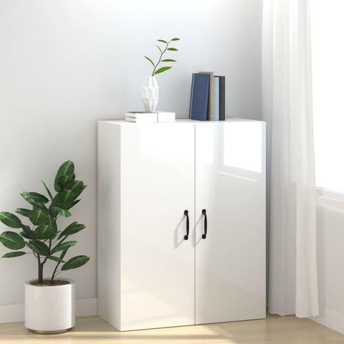 Vægskab 69,5x34x90 cm konstrueret træ hvid højglans