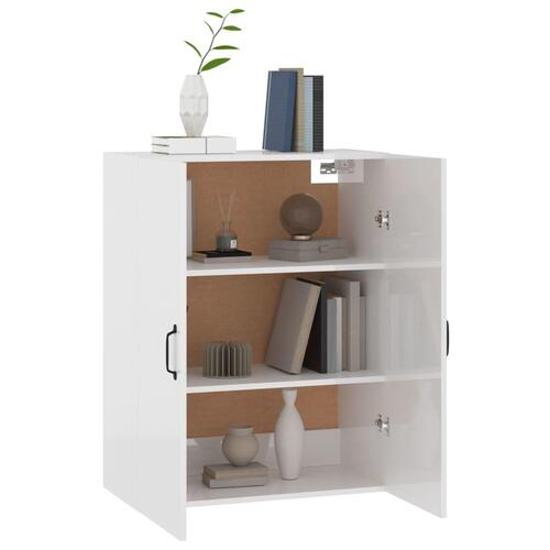 Vægskab 69,5x34x90 cm konstrueret træ hvid højglans
