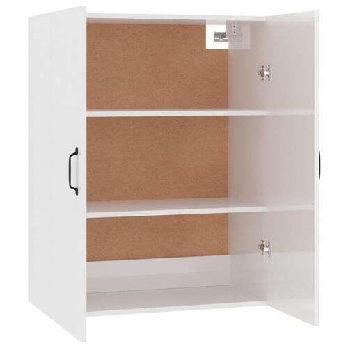 Vægskab 69,5x34x90 cm konstrueret træ hvid højglans