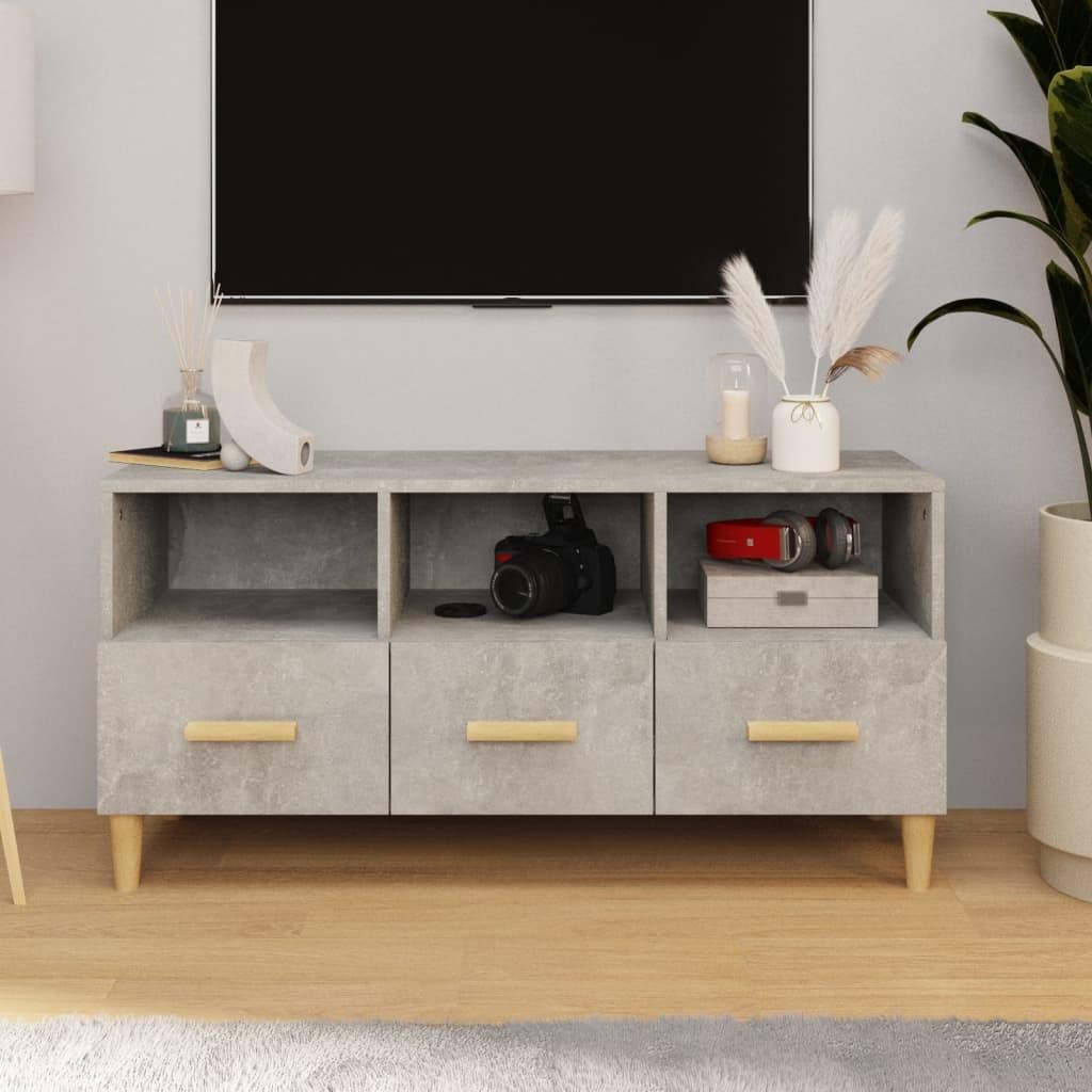 Tv-bord 102x36x50 cm konstrueret træ betongrå