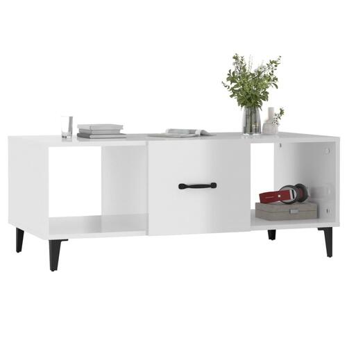 Sofabord 102x50x40 cm konstrueret træ hvid højglans