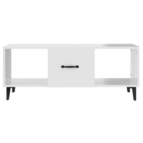 Sofabord 102x50x40 cm konstrueret træ hvid højglans