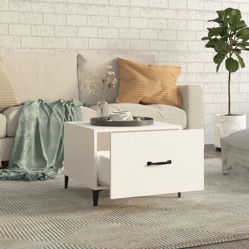 Sofabord med metalben 50x50x40 cm hvid