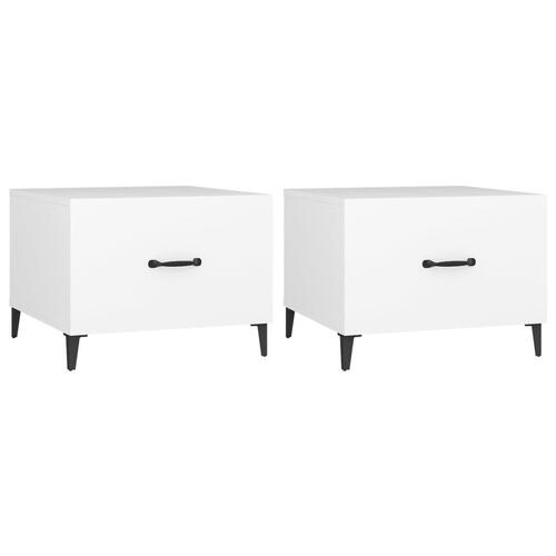 Sofabord med metalben 2 stk. 50x50x40 cm hvid
